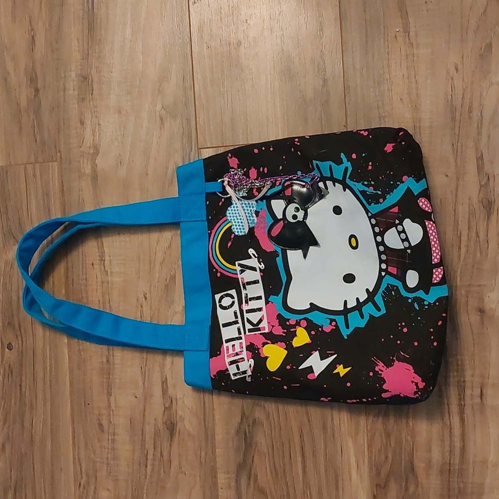Hello Kitty Skull Black Blue Multi Color Tote